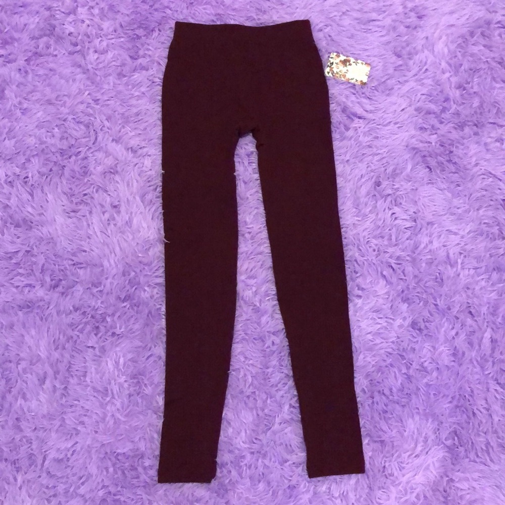 Burgundy fleece leggings